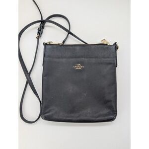 Coach Black Pebbled Leather North South Crossbody Bag - Gold Hardware